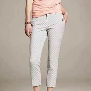 Banana Republic Hampton Ankle Pant Straight Fit Size 14 Gray White